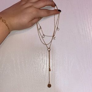 GOLD XOXO OPEN CIRCLE STAR LAYER NECKLACE